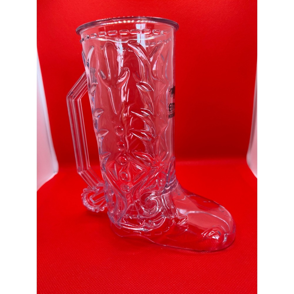 El Toro Mexican Restaurant Clear Plastic Cowboy Boot Mug 9 Inch Souvenir Cup